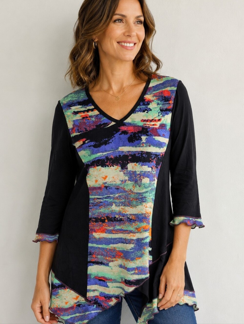 Parsley & Sage Tunic Knit 3/4 Sleeve Sz S Art To Wear Whimsy Artsy Quirky